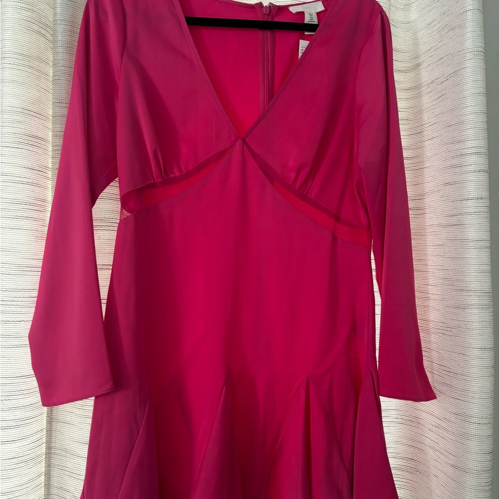 Vibrant Pink Long Sleeve Dress